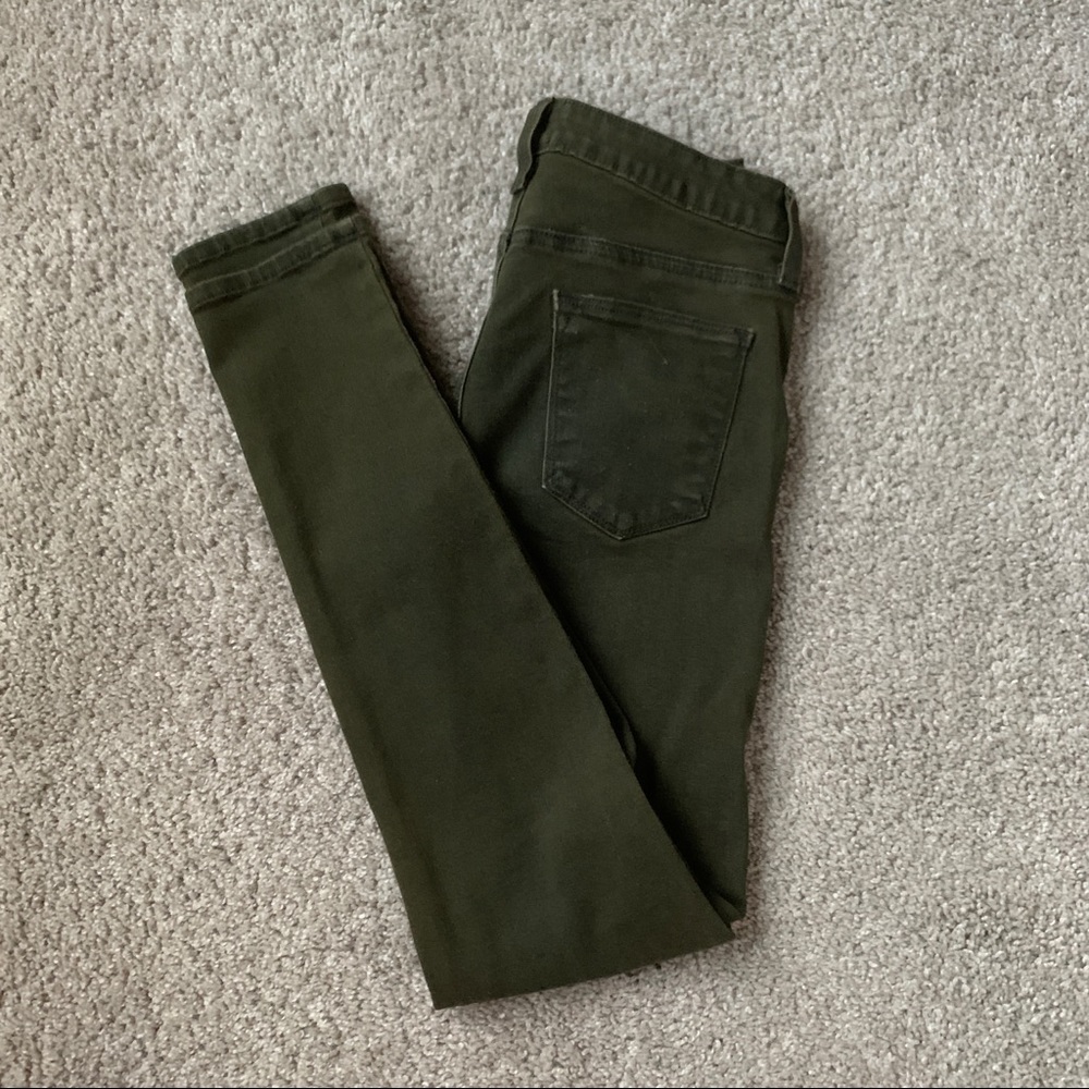 dark green mid-rise skinny jeans